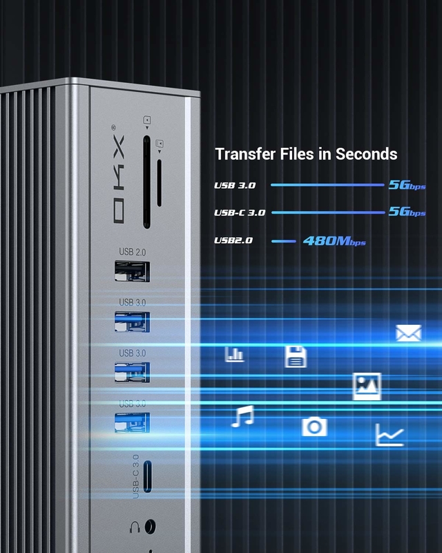 گگابیت اترنت Hdmi USB C Docking Station دو پورت ویدئو صوتی خواننده کارت SD
