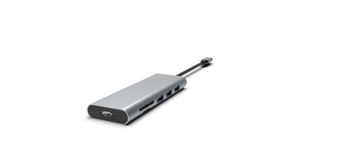 نوع C USB C آداپتور Multiport Adapter Hub با اترنت 4K HDMI 3 پورت USB 3.0 100W PD سازگار
