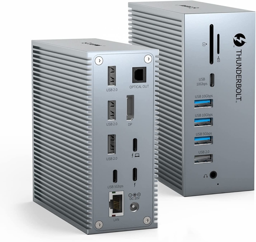 USB C Dock Hdmi 4k 60hz 16 در 1 ایستگاه اتصال پلاگ اند پلی راحتی رنگ نقره ای