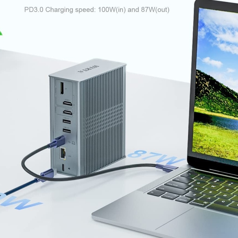18 در 1 Thunderbolt USB C Docking Station Multi Usb Hub DisplayLink 4K HDMI