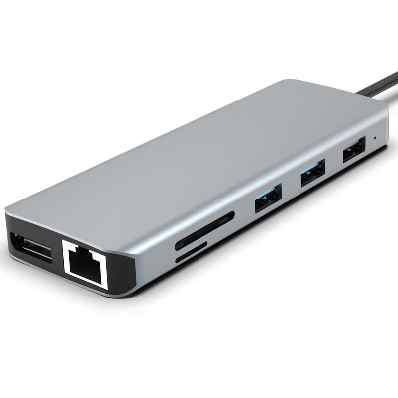 11-in-1 USB-C Hub برای مک بوک پرو با 4K HDMI 100W PD USB 3.0 SD / TF Card Reader