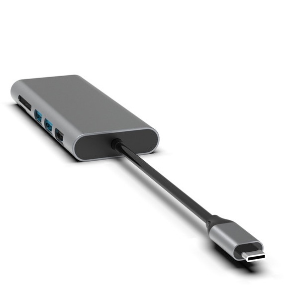هاب 10 در 1 USB-C نقره ای با HDMI USB 3.0 اترنت 3.5mm جک صوتی برای کامپیوتر و لپ تاپ