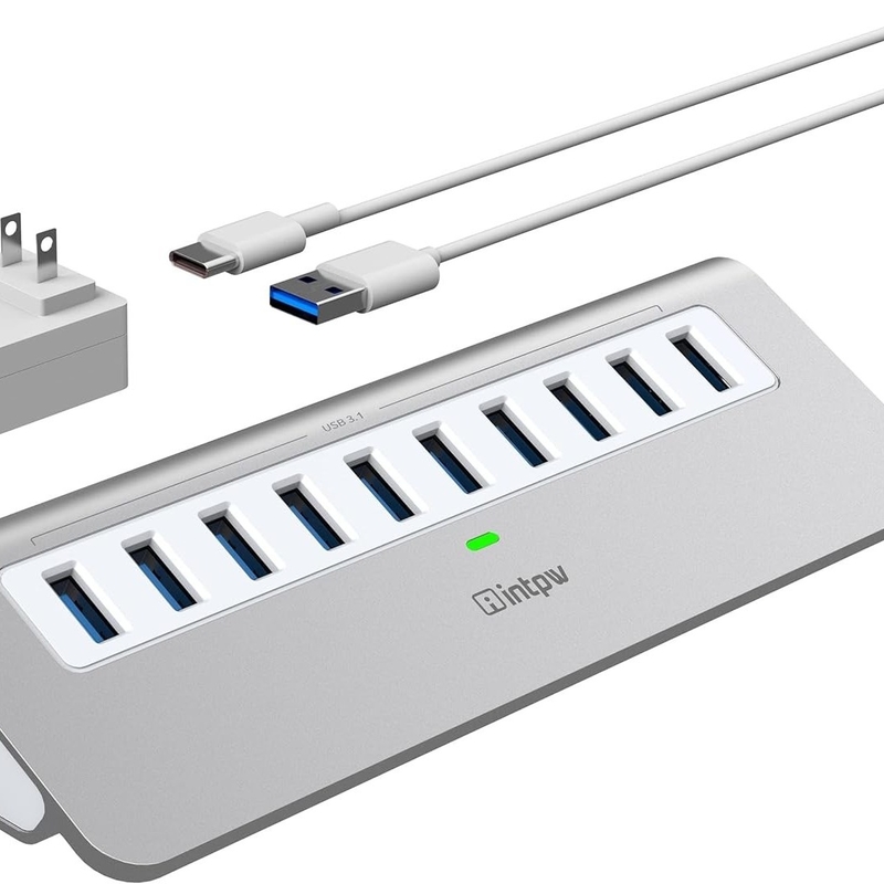 7-در-1 USB-A Hub با DC JACKI USB 3.0 نوع A 10Gbps برای لپ تاپ و کامپیوتر