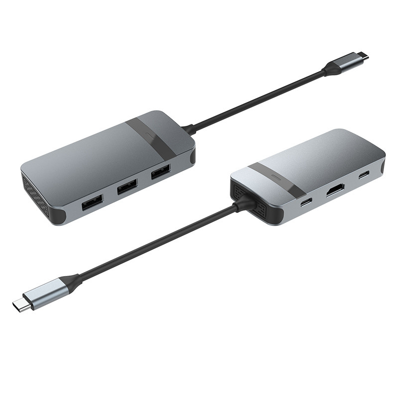 آداپتور اچ دی ام ای اترنت USB C خاکستری USB A Hub با USB C سرعت انتقال داده 5Gbps