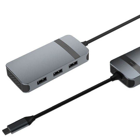 5 در 1 هاب آلومینیومی USB نوع C با پورتهای متعدد 5Gbps سرعت انتقال داده 3.5mm جک صوتی