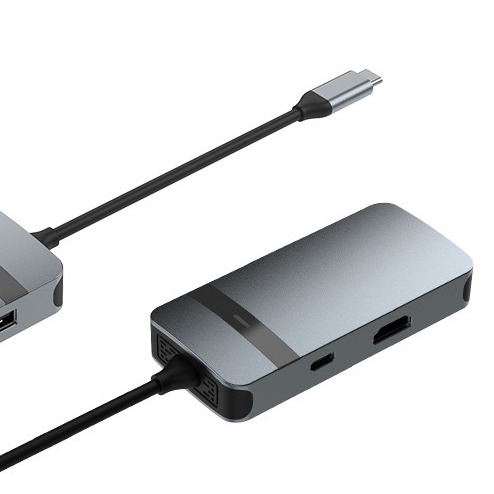 5 در 1 هاب آلومینیومی USB نوع C با پورتهای متعدد 5Gbps سرعت انتقال داده 3.5mm جک صوتی