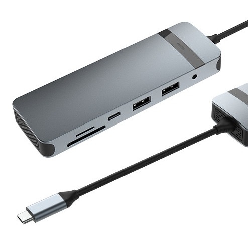 9-در-1 USB-C Hub Docking Station با 4K HDMI 100W PD USB 3.0 Card Reader Audio برای مک بوک