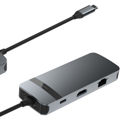 ایستگاه اتصال 8 در 1 USB C Hub Plug and Play با 4K HDMI RJ45 برای لپ تاپ های مک بوک