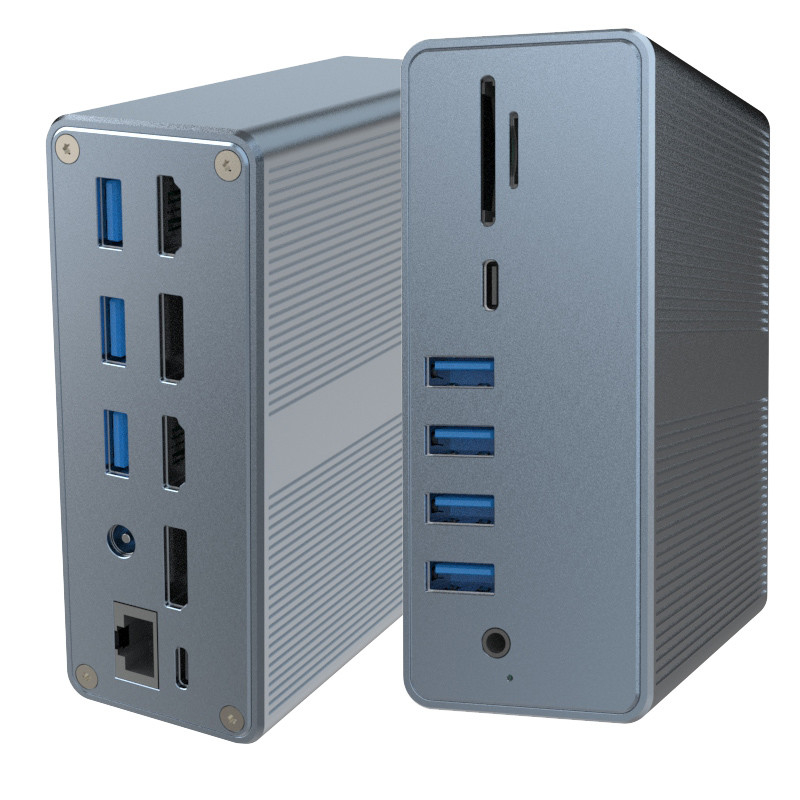 4k Thunderbolt 3 Docking Station مک بوک پرو USB C لپ تاپ دو مانیتور 18 در 1 لپ تاپ دوک برای مک بوک
