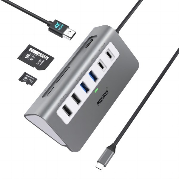 9 در 1 USB C HUB Docking Station با خواننده کارت USB 3.0 HDMI برای کامپیوترهای لپ تاپ