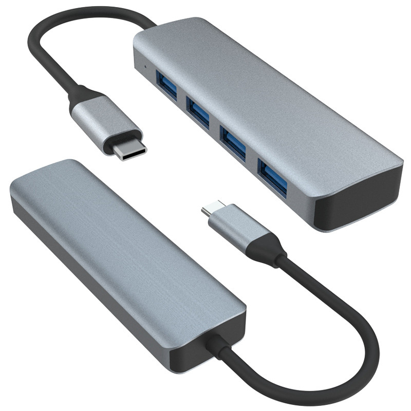 USB C به 4 پورت USB 3.0 هاب گودال گسترش USB نوع C به 4 USB 3.0 هاب آلیاژ آلومینیوم انتقال 5G