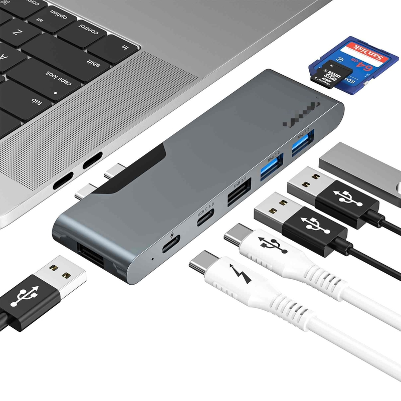 7 در 2 ایستگاه اتصال USB C تاندربولت هاب HDMI 4K کارت خوان برای مک بوک پرو