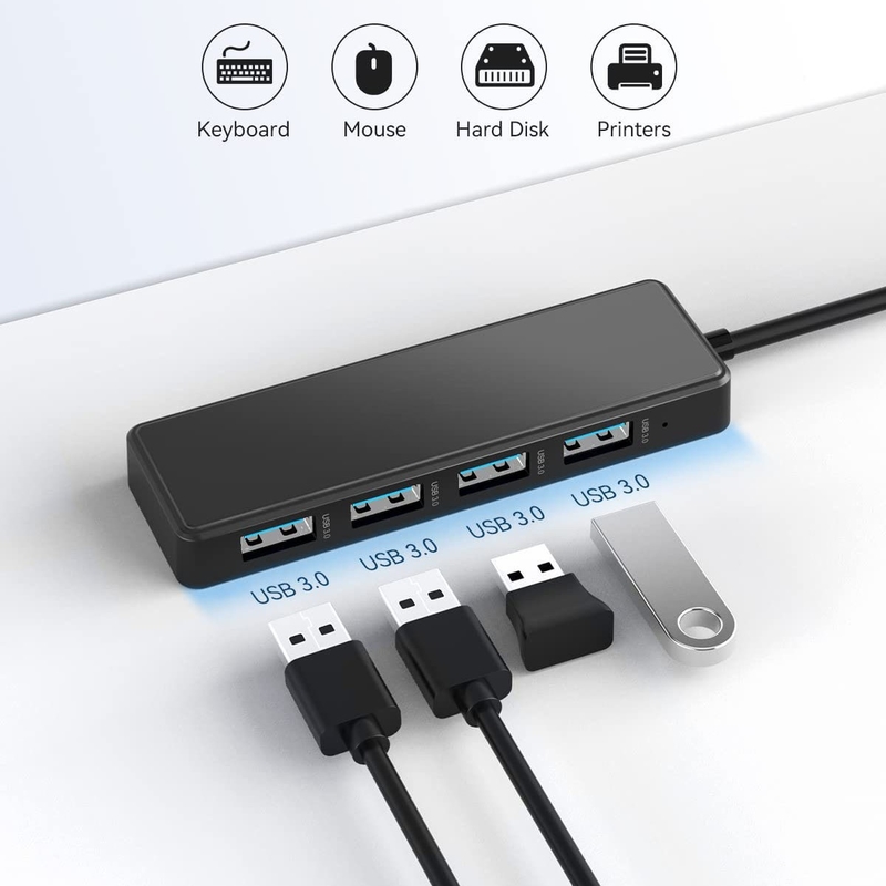 لپ تاپ USB هاب A نوع C سازگاری هاب سیاه خاکستری 5Gbps انتقال داده طول کابل طولانی منبع برق