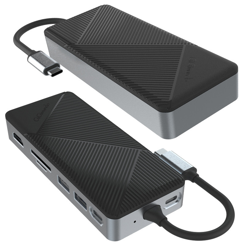USB C Displaylink Docking Station با 10Gbps USB 3.2 Gen2 M.2 NVMe/SATA SSD Reader