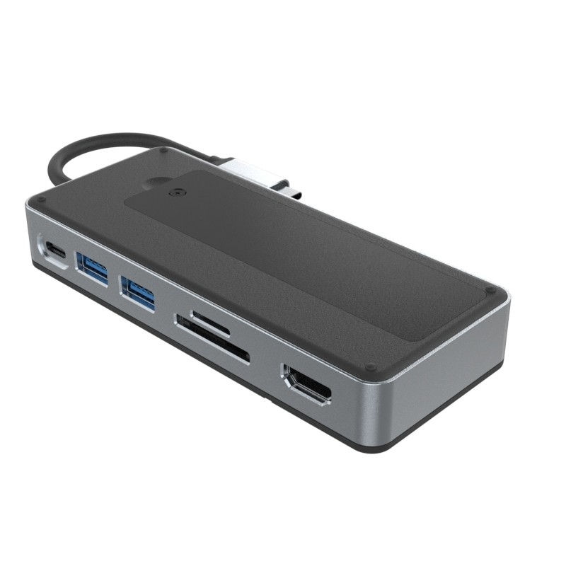 8-در-1 دو USB C هاب ایستگاه اتصال نصب M.2 NVMe / SATA SSD با diaplaylink و فن خنک کننده