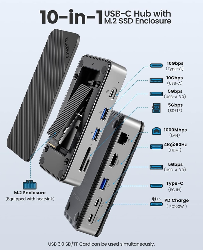 شارژ سریع 16 در 1 آداپتور USB C برای تلفن همراه لپ تاپ نوت بوک 4K HDMI RJ45 PD