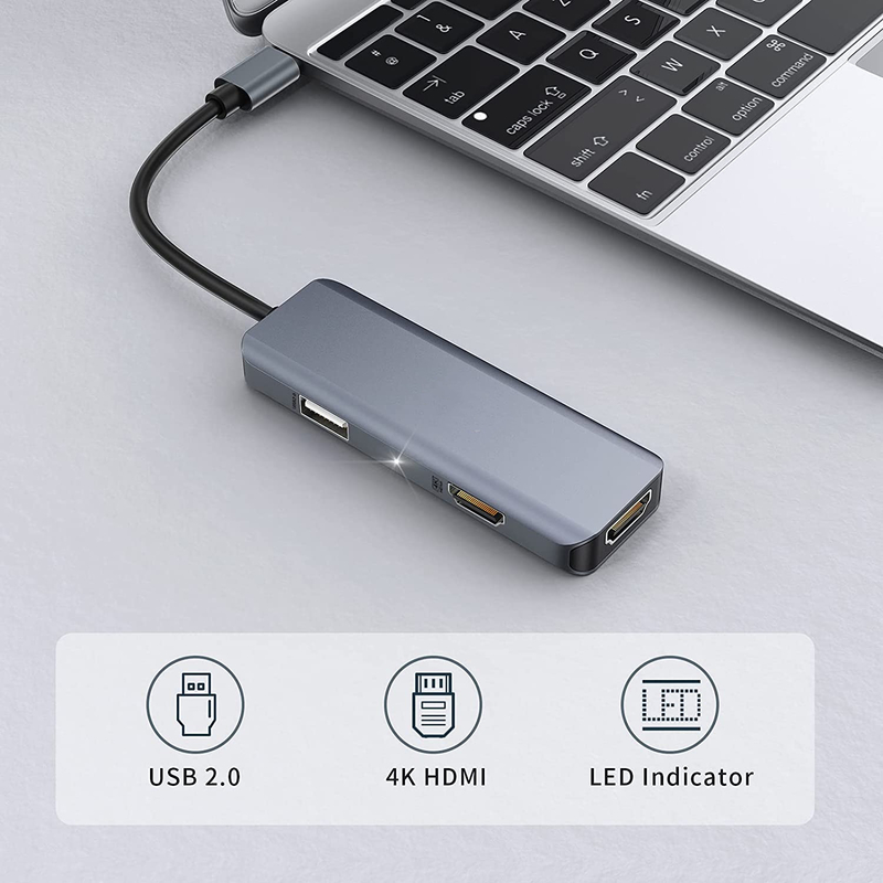 3 در 1 هاب USB HDMI آداپتور USB C به USB 2.0 آداپتور Slim Dock برای مک