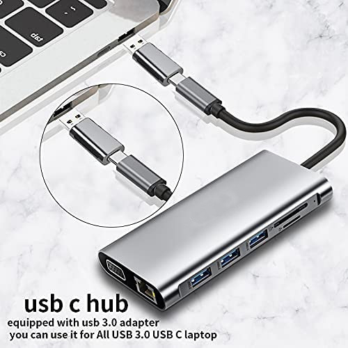 12 در 1 هاب دوگانه HDMI USB C هاب ایستگاه اتصال USB C آداپتور VGA Ethernet 100W PD
