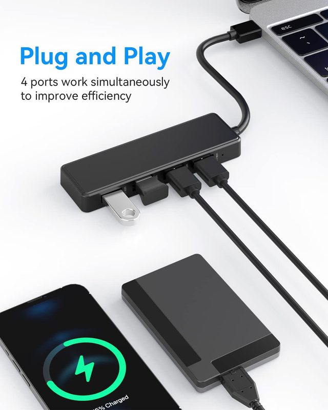 4 پورت USB C هاب آداپتور USB 3.0 هاب Ultra Slim هاب قابل حمل داده انتقال داده قابل اجرا