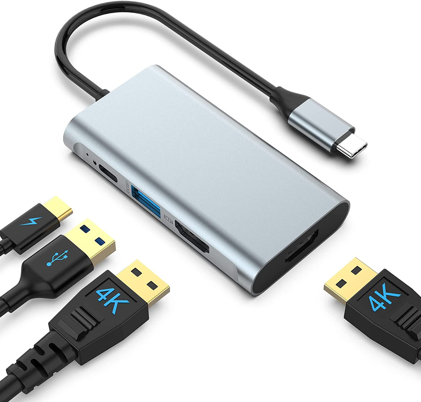 4 در 1 آداپتور USB C دو پورت HDMI به USB3.0 Thunder