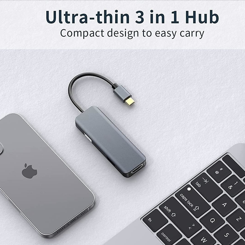 مانیتور دو HDMI USB C Dock Hub آلومینیومی USB C Adapter 3 در 1 Dongle با 4K HDMI