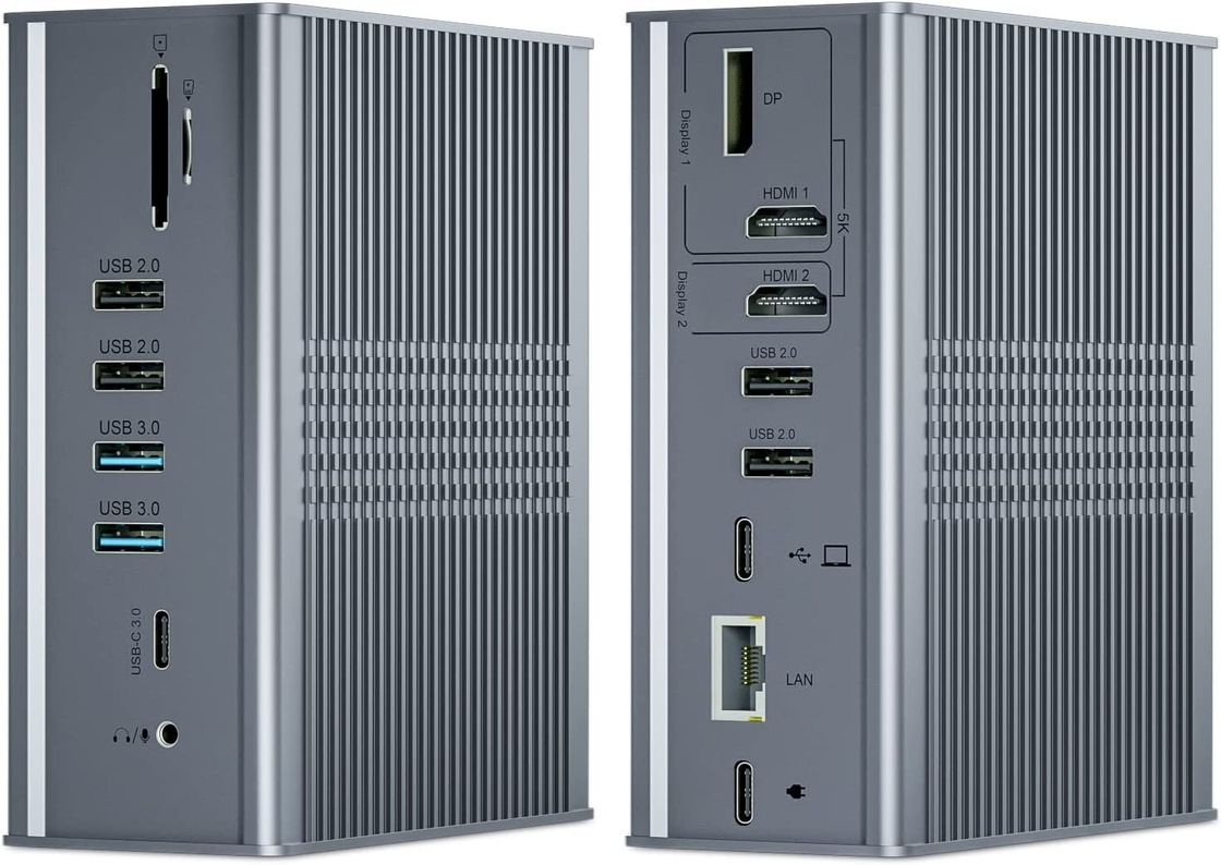 لپ تاپ USB C Docking Station Triple Monitor 16-In-1 USB C Dock با صفحه نمایش