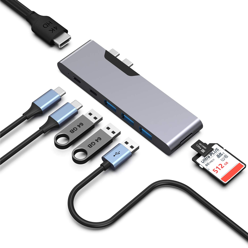 8 در 1 ایستگاه دو طرفه USB C هاب adapter هاب کارت خوان Pro Pad Converter USB Hub برای مک