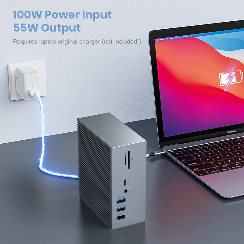 16 در 2 USB C دو مانیتور تاندربولت دوک سه صفحه نمایش 8 پورت های USB C / A اترنت