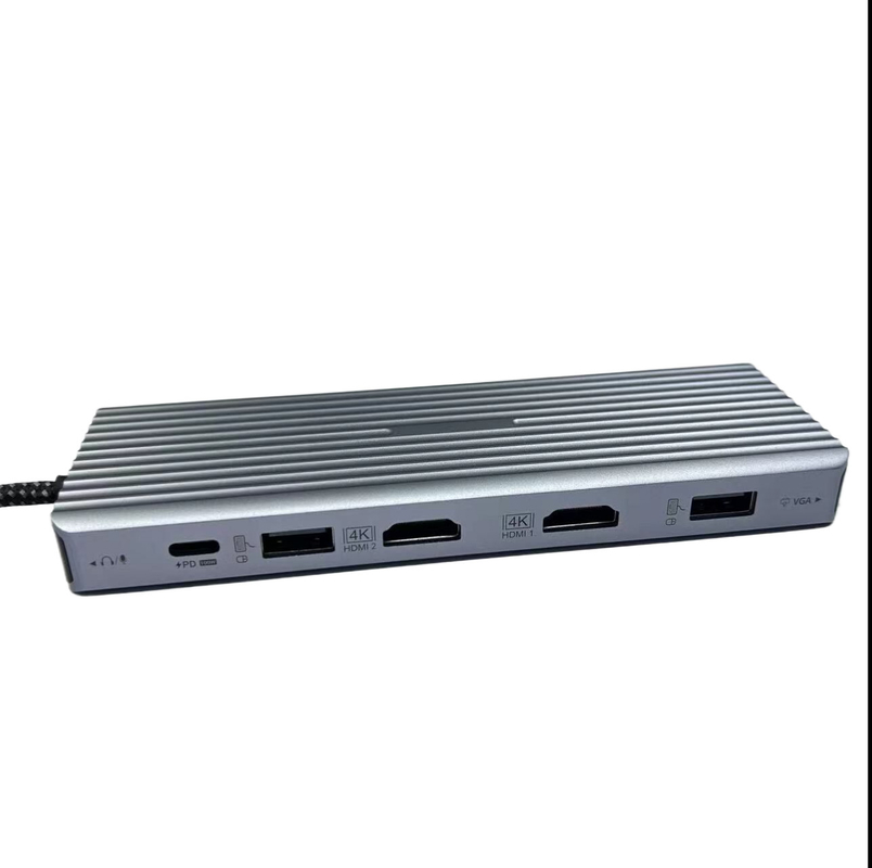 13 در 1 USB C Hub Docking Station دو صفحه نمایش سه صفحه نمایش با صدا