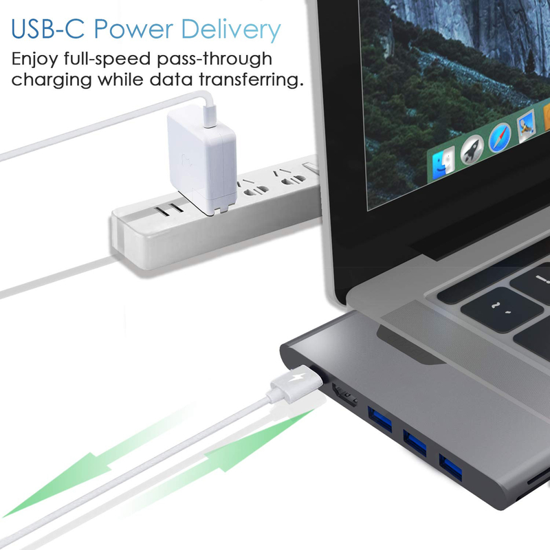 آداپتور چند پورت HDMI 8 در 1 دو کنتاکتور USB نوع C هاب ایستگاه اتصال SD TF کارت خوان 4k ویدیو USB