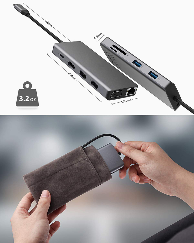 USB C Dual Hdmi Hub ICZI USB C Hub 11 در 1 آداپتور چند پورت USB C با 2 HD 4K 30Hz 4 USB