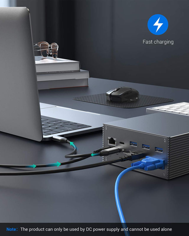 16 در 1 ایستگاه اتصال USB-C PD 100W شارژر سریع میزبان PC / USB 2.0/3.0 هاب / HDMI 4K60HZ / PD 4K/60HZ / RJ45 گیگابیت