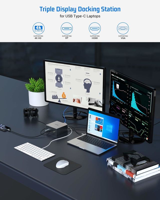 16 در 1 ایستگاه اتصال USB-C PD 100W شارژر سریع میزبان PC / USB 2.0/3.0 هاب / HDMI 4K60HZ / PD 4K/60HZ / RJ45 گیگابیت