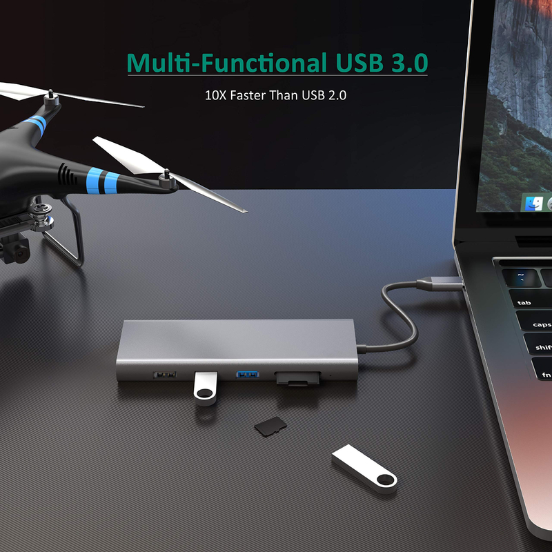 هاب USB 3.0 USB C Multiport لپ تاپ آداپتور PC کامپیوتر PD ایستگاه شارژ دوک RJ45 HDMI