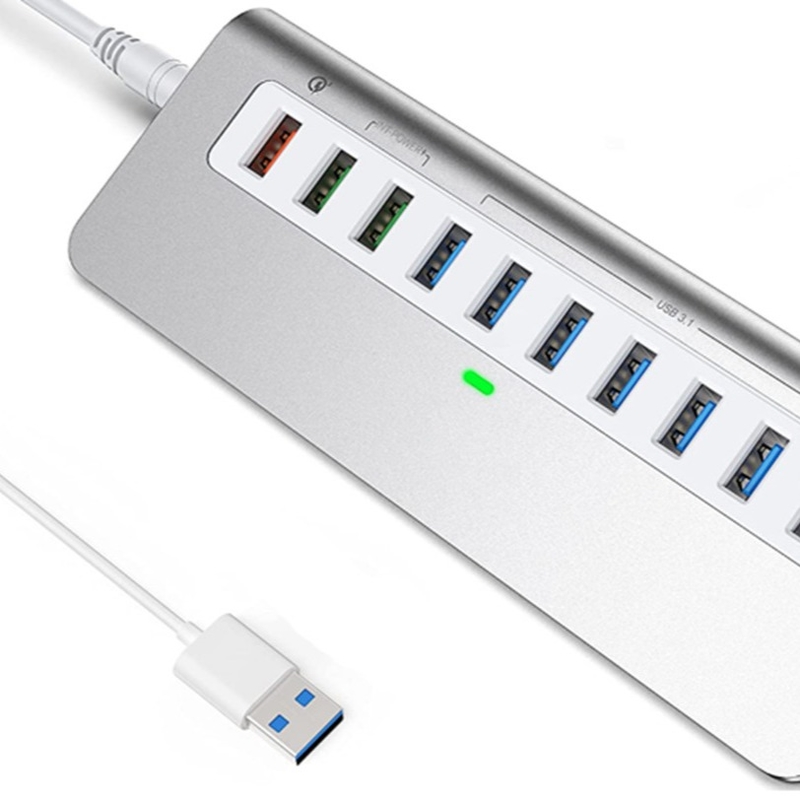 7-در-1 USB-A Hub با DC JACKI USB 3.0 نوع A 10Gbps برای لپ تاپ و کامپیوتر