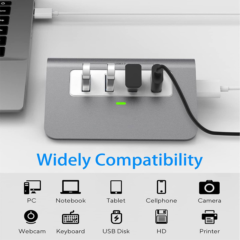 3.0 افزونه 4 پورت USB-C آداپتور هاب USB Dock HUB Splitter USB Universal Device لپ تاپ