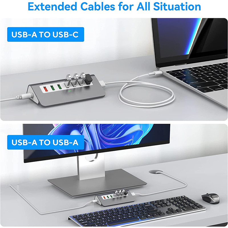 USB USB A Multiport Adapter AUSB Hub 7-1 5Gbps 8 در 1 هاب نوع C USB2.0-3.0 لپ تاپ مک بوک