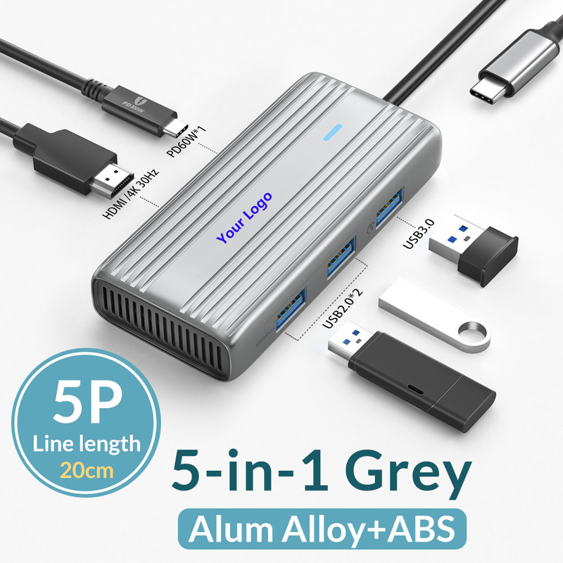 USB 3.1 10 در 1 هاب ایستگاه اتصال چند پورت نوع C با گیگابیت اترنت و 4K HD HDMI