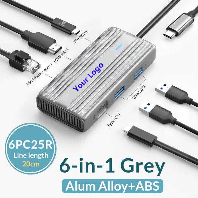 USB C Hub با 4K HDMI و USB 3.0 با سرعت بالا سازگار با ویندوز مک