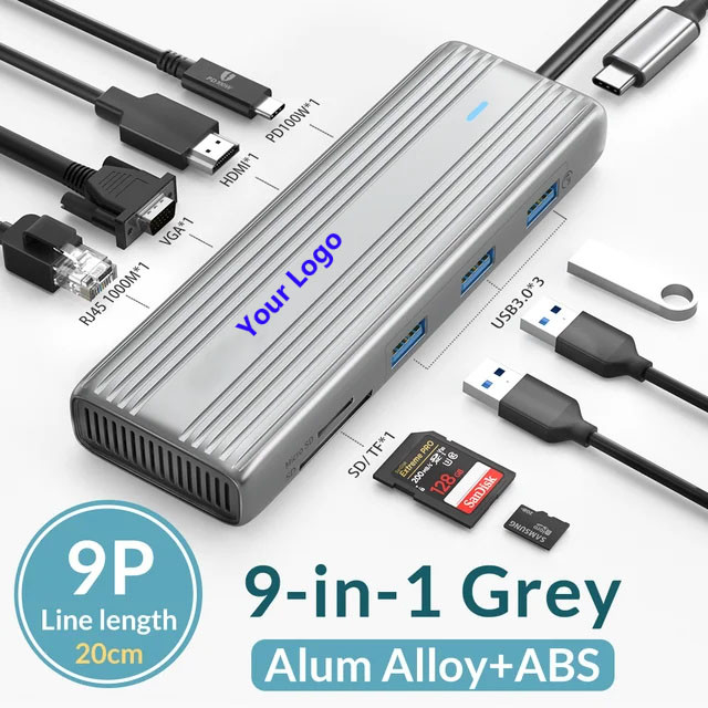 USB C Hub با 4K HDMI و USB 3.0 با سرعت بالا سازگار با ویندوز مک