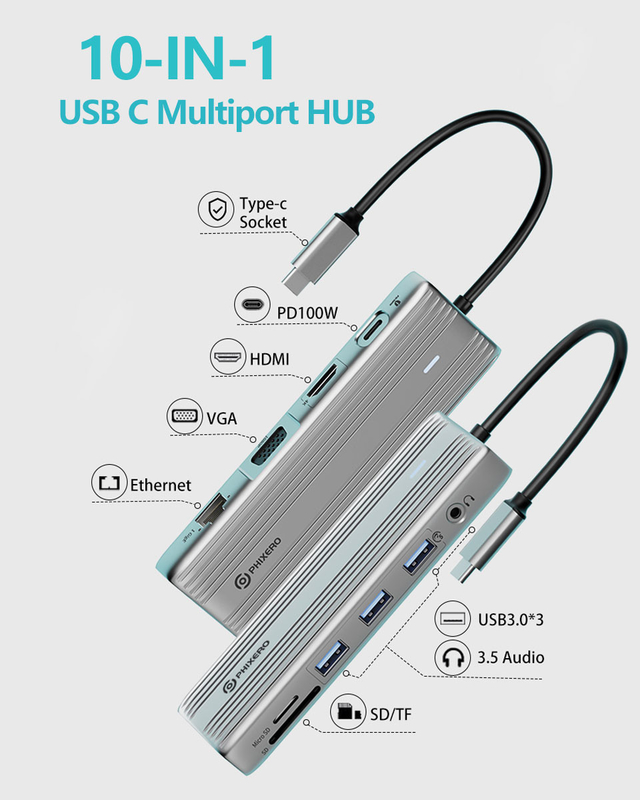 USB C Hub با 4K HDMI و USB 3.0 با سرعت بالا سازگار با ویندوز مک