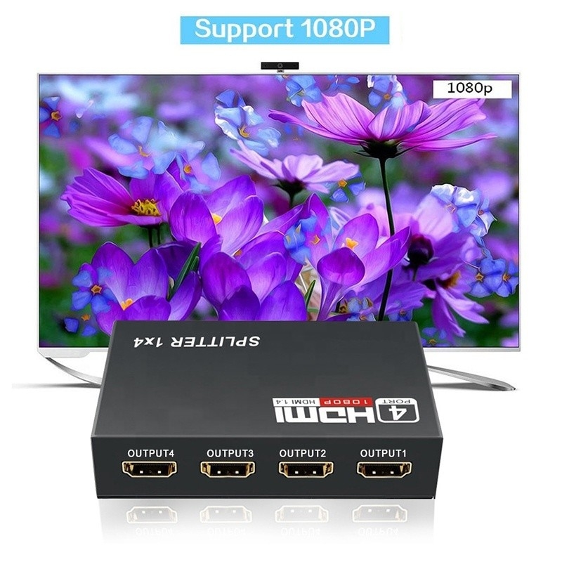 حرفه ای HDMI Splitter 1x4 Full HD 3D 1080P 4 پورت تبدیل کننده برای تلویزیون زن-زن