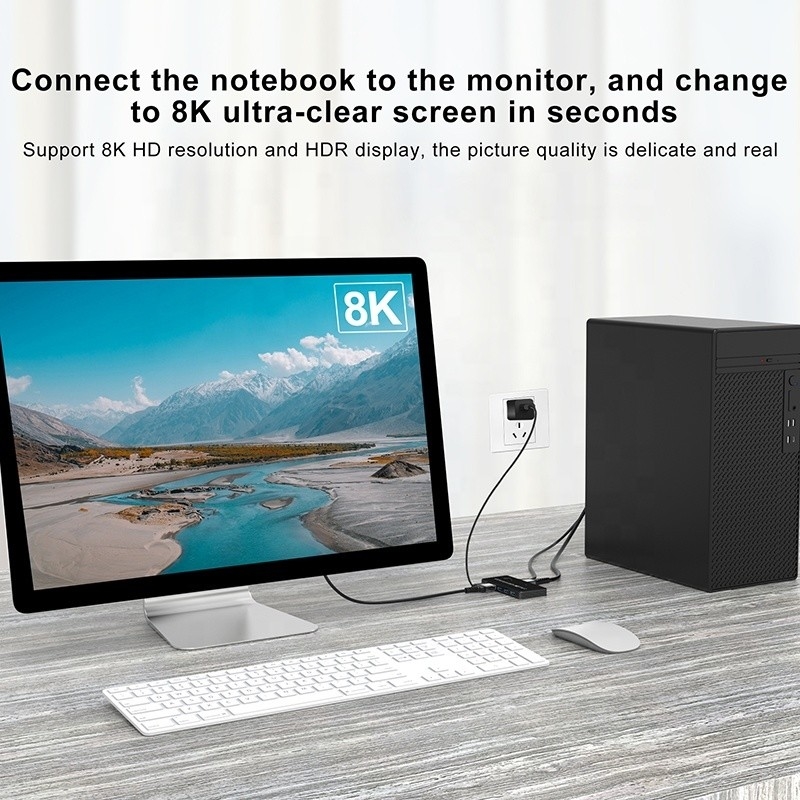 2 پورت HDMI 2.1 سوئیچ KVM با USB 3.0 2 ورودی 1 خروجی LED شاخص های زنانه-زنانه
