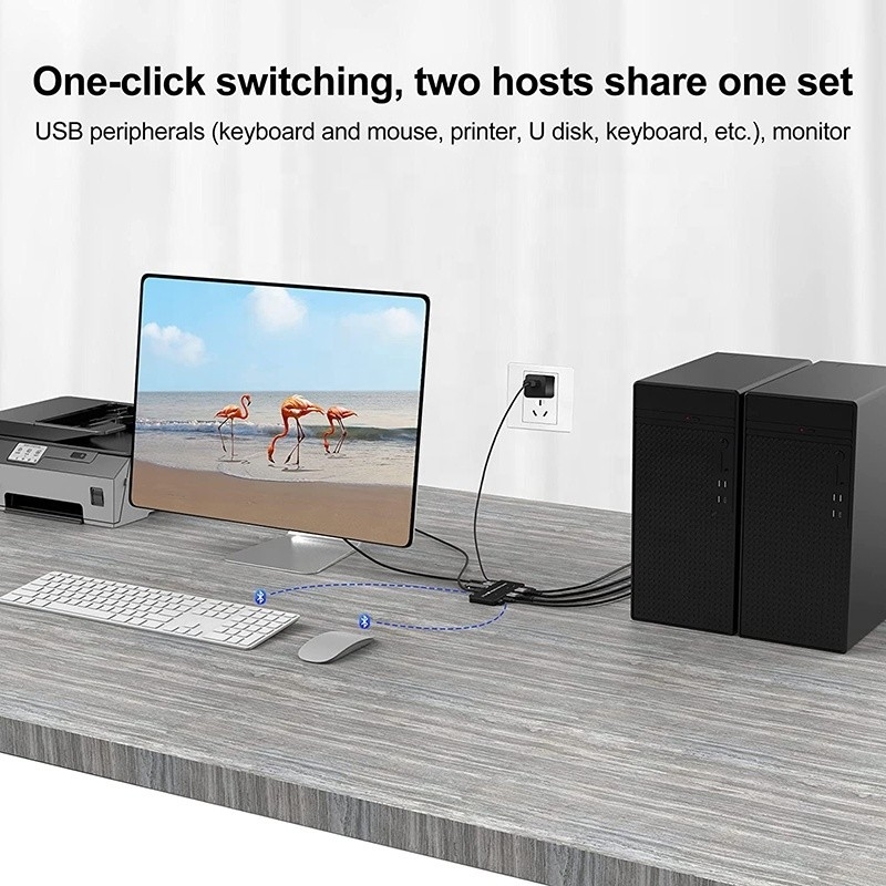 2 پورت HDMI 2.1 سوئیچ KVM با USB 3.0 2 ورودی 1 خروجی LED شاخص های زنانه-زنانه