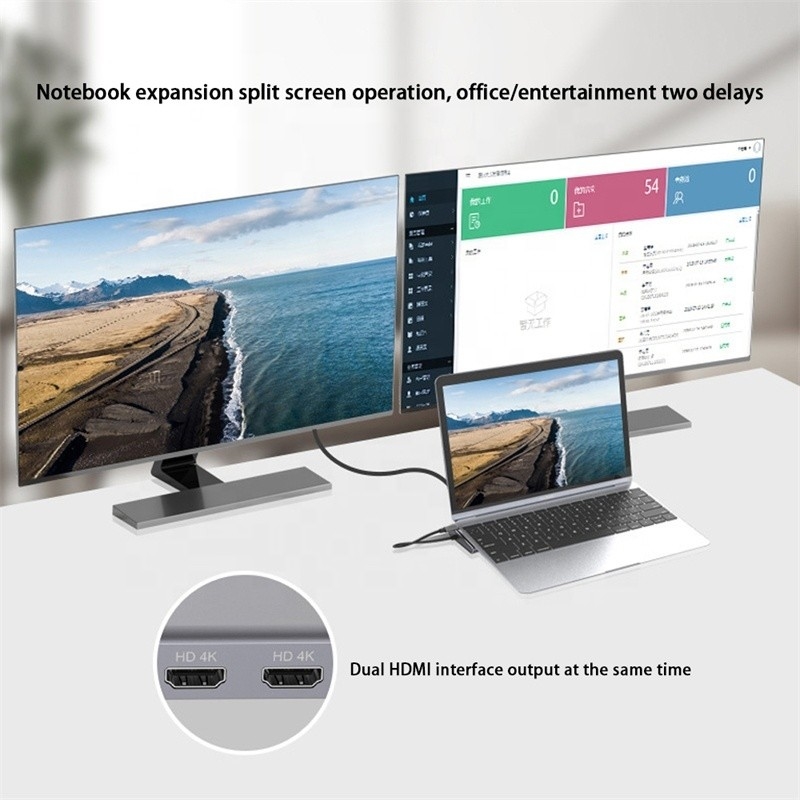 12 در 1 USB-C Type-C Docking Station برای انتقال داده های شارژ و عملکرد اسپیکر