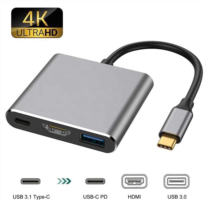 3-in-1 USB C Type C Multi-function Hub به USB-C PD کابل مبدل آداپتور USB 3.0