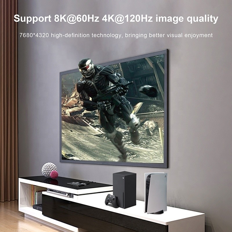 8K HDMI Switch 3 در 1 Out پشتیبانی 3 HDMI Input 8K 60Hz 4K 120Hz تکنولوژی پیشرفته