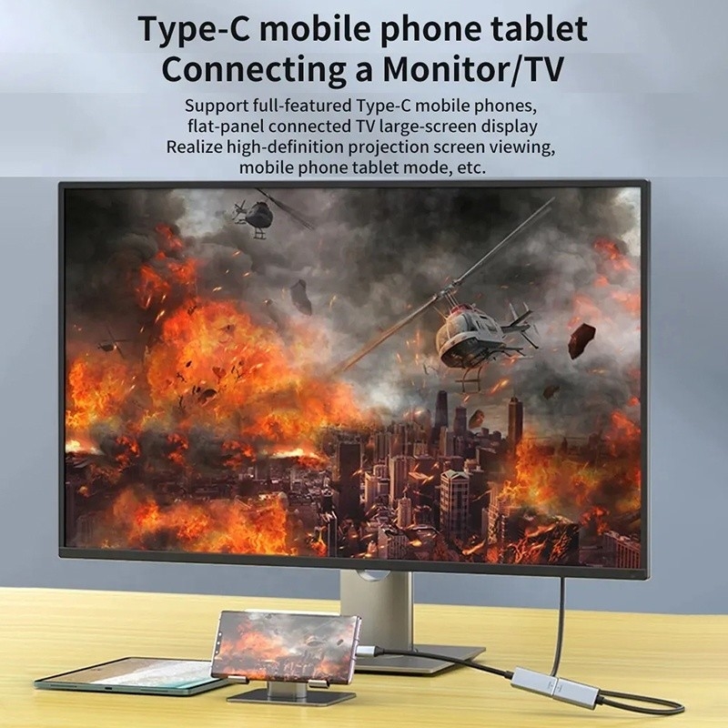 ژاکت PVC مرد-زن USB C نوع C به کابل آداپتور صفحه نمایش برای 8K 60Hz Video Audio