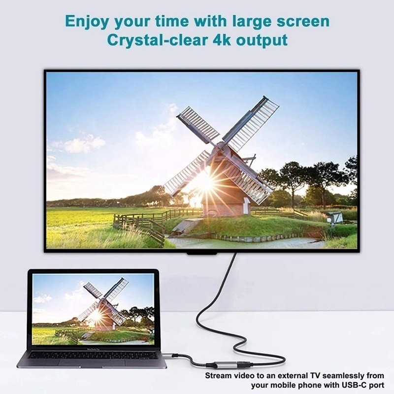 مرد-زن USB 3.1 نوع C به HDMI HDTV کابل آداپتور تبدیل 4K 60Hz 1080P CCA هدایت کننده