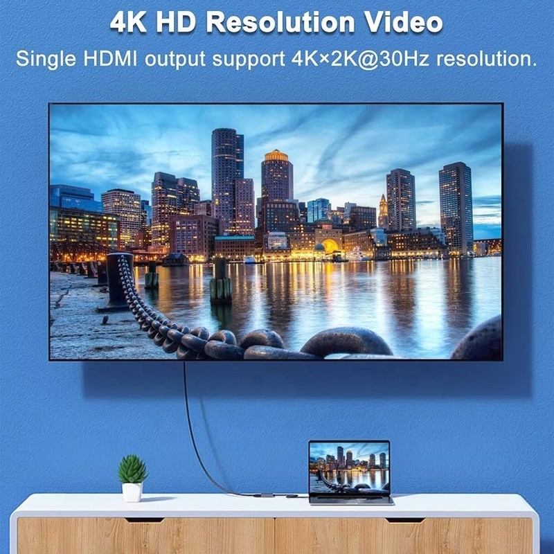 نوع C مرد به دو HDMI زن Thunderbolt 3 USB-C Multi-Monitor Adapter Cable 4K 30Hz